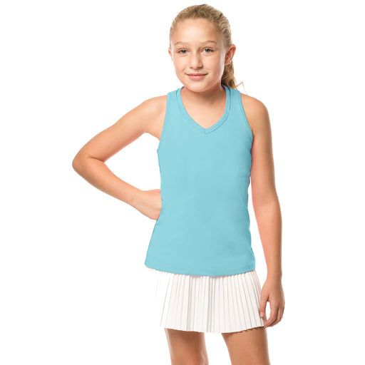 Lucky In Love V-Neck Cutout Girls Tennis Tank Top - 410 OCN/M