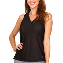 Load image into Gallery viewer, Sofibella Airflow Muscle Wht Wmns Tennis Tank Top - Black/2X
 - 3