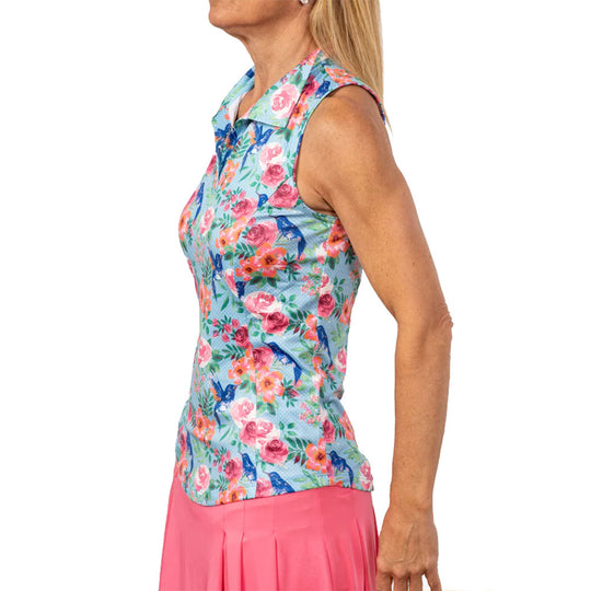 Scratch Seventy Erin Print Womens Sleeveless Golf Polo