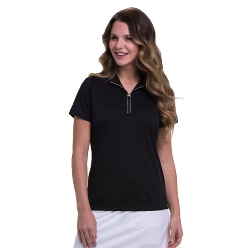 EP NY Convertible Zip Mock Wmns SS Golf Polo - Black/XL