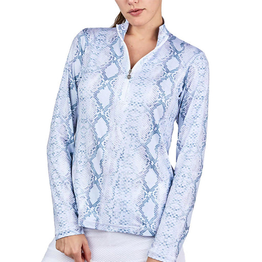 Sofibella Long Sleeve UV Feather Wmns Golf 1/4 Zip - Anaconda/XL