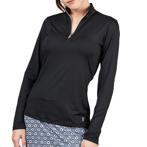 Sofibella Long Sleeve UV Feather Wmns Golf 1/4 Zip - Black/2X