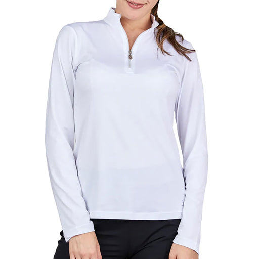 Sofibella Long Sleeve UV Feather Wmns Golf 1/4 Zip - White/2X