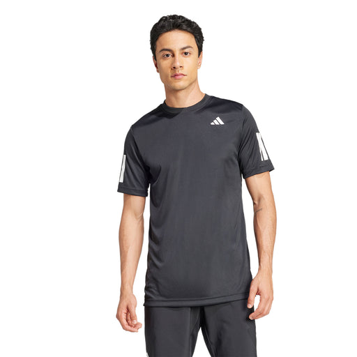 Adidas Club 3 Stripes Mens Tennis Shirt 1 - Black/XXL