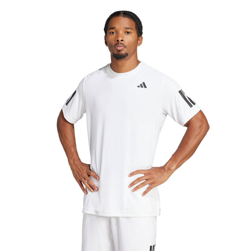 Adidas Club 3 Stripes Mens Tennis Shirt 1 - White/XXL