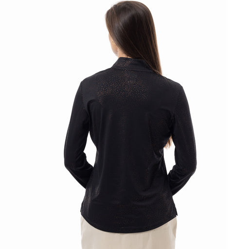 SanSoleil Solshine Foil Prnt Mock Wmn LS Sun Shirt