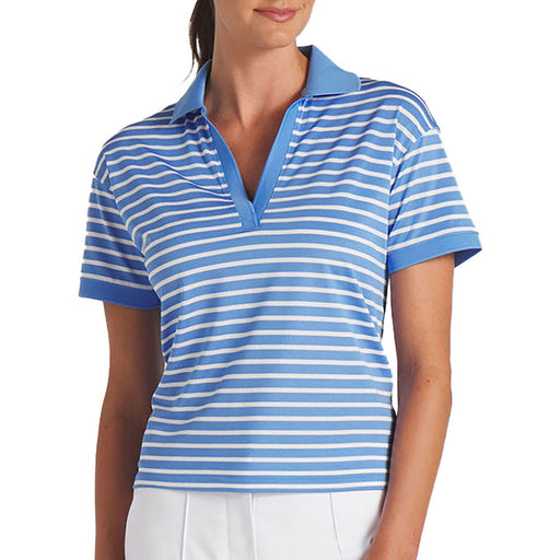 Puma Golf Everyday Stripe Womens Golf Polo - Blue Skies/Wht/L