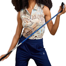 Load image into Gallery viewer, Sofibella UV Feathers Womens SL QZ Golf Polo - Gold Animal/2X
 - 7