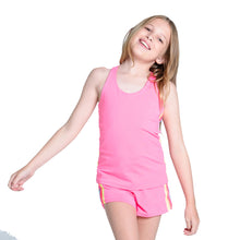 Load image into Gallery viewer, Lucky In Love Prisma Stripe Girls Golf Tank - Neon Pink/M
 - 1