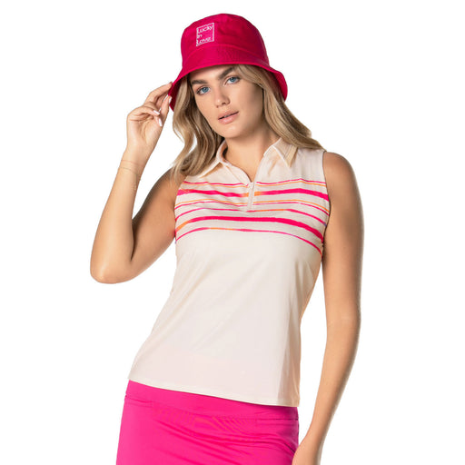 Lucky In Love Shock N Awe SL Womens Golf Polo - Vanilla/L