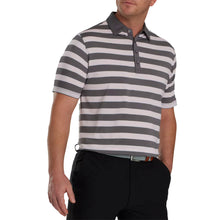 Load image into Gallery viewer, FootJoy Bold Stripe Lisle Gravel Mens Golf Polo - Gravel/Pink/L
- 1