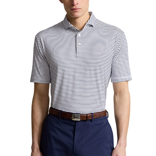 RLX Polo Golf Airflow Navy Stripe Mens Golf Polo