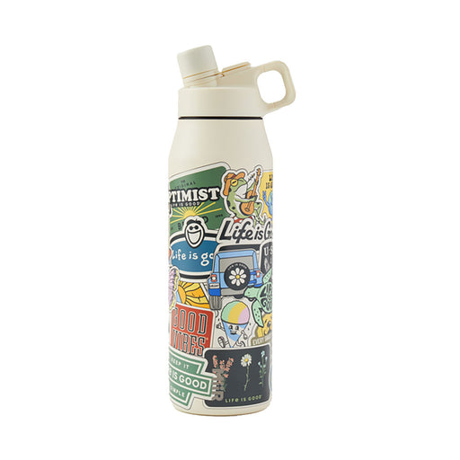 Life Is Good 32 oz Layered Sticker Water Bottle - Sandstone White