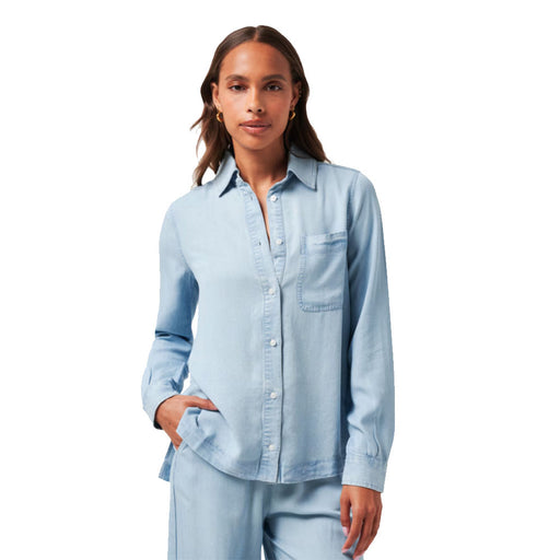 TravisMathew Chambray Button Down Womens LS Shirt - Light Wash/L