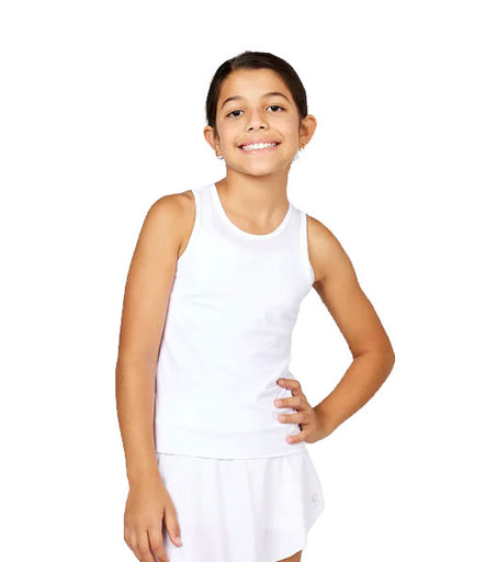 Sofibella UV Racerback Girls Tennis Tank Top - White/L