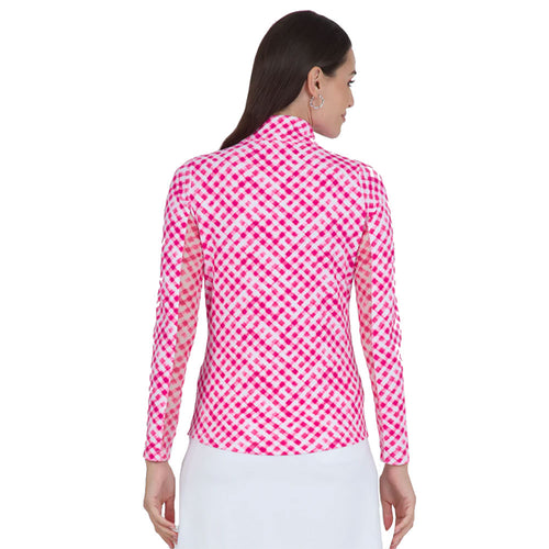 Ibkul Gingham Check Essential Mock Womens Golf Quarter-Zip - 2