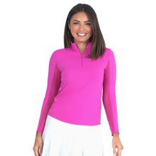 Load image into Gallery viewer, Ibkul Essential Solid Mock Womens Golf QZ - Hot Pink/XL
 - 1