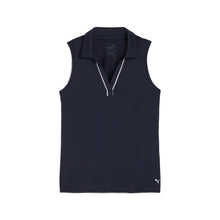 Load image into Gallery viewer, Puma Cloudspun Piped Sleeveless Girls Golf Polo - Deep Navy/L
 - 1