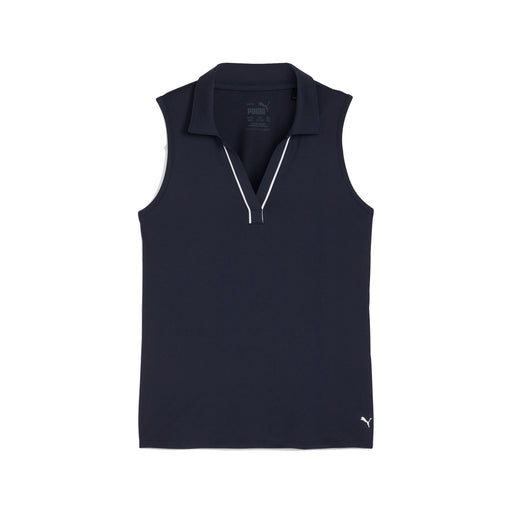 Puma Cloudspun Piped Sleeveless Girls Golf Polo - Deep Navy/L