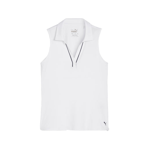 Puma Cloudspun Piped Sleeveless Girls Golf Polo - White Glow/L