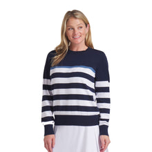 Load image into Gallery viewer, Puma Golf Resort Stripe Womens Golf Sweater - Deep Nvy/Wt Glo/L
 - 1