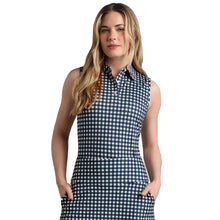 Load image into Gallery viewer, Rhone Course to Court Sleeveless Womens Golf Polo - Nvy Blu Gingham/XL
 - 3