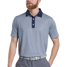 Load image into Gallery viewer, FootJoy Lattice Print Lisle Mens Golf Polo - Navy/White/Grey/XL
- 3