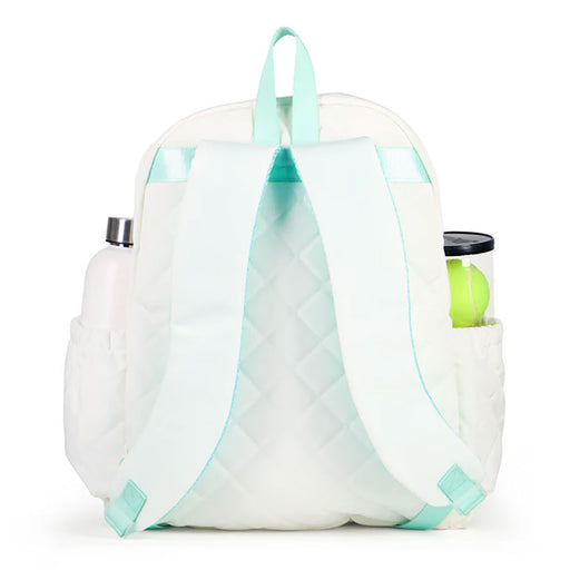 Ame & Lulu Game On Quilted Wht/Blu Tennis Backpack