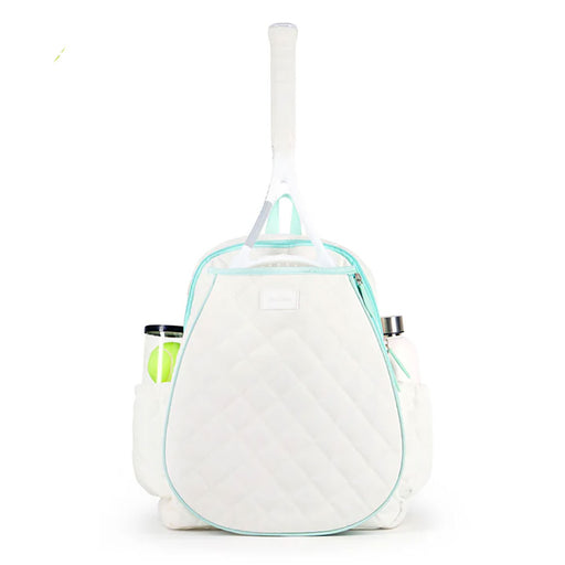 Ame & Lulu Game On Quilted Wht/Blu Tennis Backpack - White/Light Blu