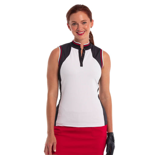EP New York Stand Collar SL Womens Golf Polo - White Multi/L