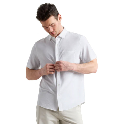 Rhone Commuter Seersuckr SS Button Down Mens Shirt - White/XL