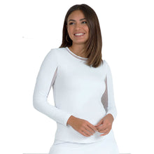 Load image into Gallery viewer, Ibkul Essential Solid LS Crew Mesh Wmn Tenns Shirt - White/XL
 - 1