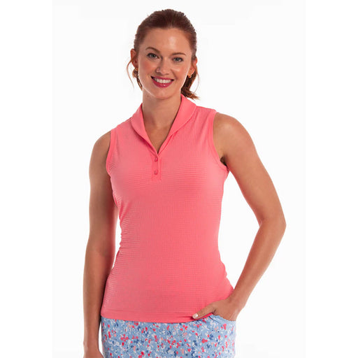 EP NY Seersucker Shawl Collar Womens SS Golf Polo - Tangelo/L