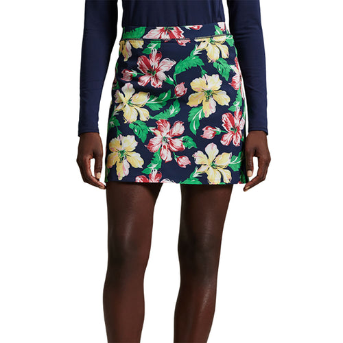 RLX Polo Golf 4-Way Stretch Back Pleated 17 Inch Hibiscus Womens Golf Skort