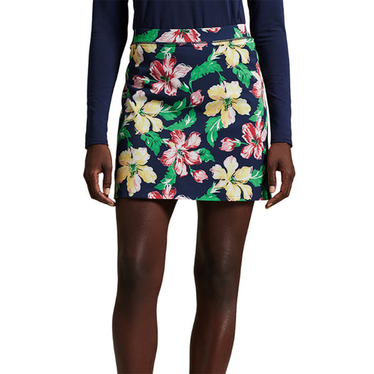 RLX Polo Golf 4-Way Stretch Back Pleated 17 Inch Hibiscus Womens Golf Skort