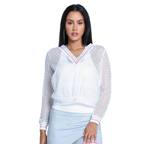 Lucky In Love Retro Stripe Womens Tennis Pullover