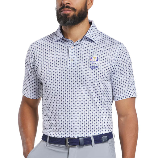 FootJoy RC Trophy Print Lisle Mens Golf Polo - White/Navy/XL