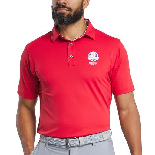 FootJoy Ryder Cup Solid Red Lisle Mens Golf Polo - Red/Trophy Trim/XL