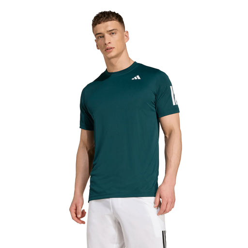 Adidas Club 3 Stripes Mens Tennis Shirt - Aurora Ivy/XL