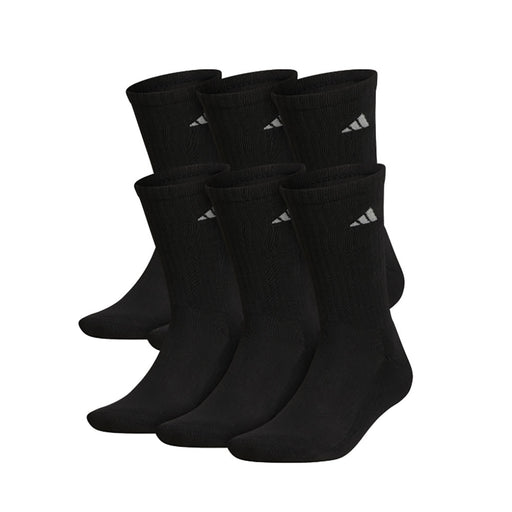 Adidas Athletic Cushioned Mens Crew Socks 6-Pack - BLK/ALUMINUM 2/L