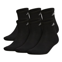 Load image into Gallery viewer, Adidas Athletic Cushioned Men Quarter Socks 6-Pack - BLK/ALUMINUM 2/XL
 - 1