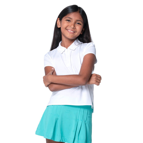 Lucky In Love Pleated Girls Short Sleeve Golf Polo - 2