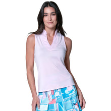 Load image into Gallery viewer, Lucky in Love Pleated Placket Txtd Wmns Golf Polo - Pink Sand/XL
 - 1