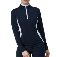 Load image into Gallery viewer, Daily Sports Vichy LS Half Womens Golf Shirt - Navy/XL
 - 1
