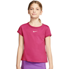 Load image into Gallery viewer, Nike Court Dri-FIT Girls Short Sleeve Tennis Shirt - VIVID PINK 616/L
 - 3