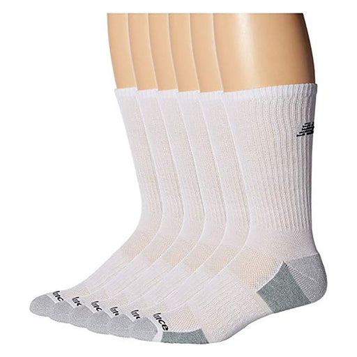New Balance Perform 6 Pack Mens Crew Tennis Socks - White/Grey/M