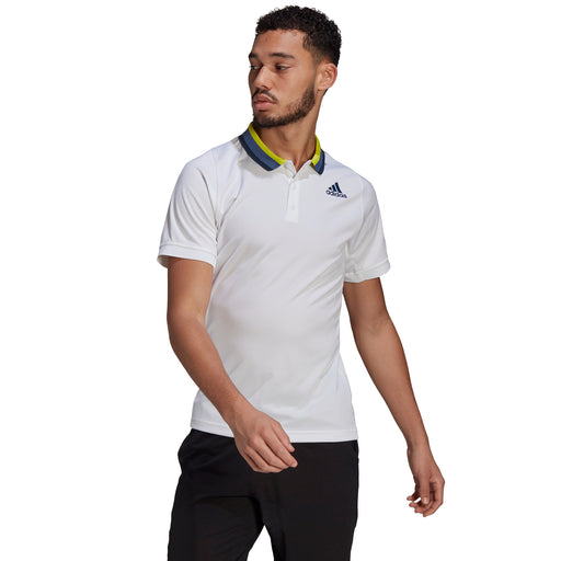 Adidas FreeLft Primeb HEAT.RDY Wt Mns Tennis Polo - Wht/Crew Navy/XXL