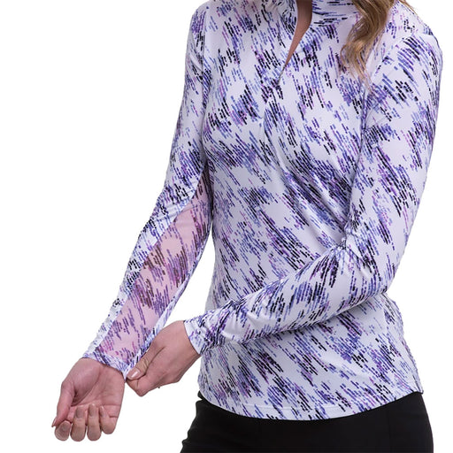 EP NY Texture Print White Mock Womens Golf 1/4 Zip