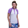 EP New York Short Sleeve Color Block White Multi Womens Golf Polo