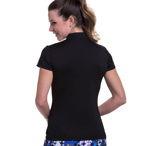 EP NY Mock Zip Black Multi Womens SS Golf Polo